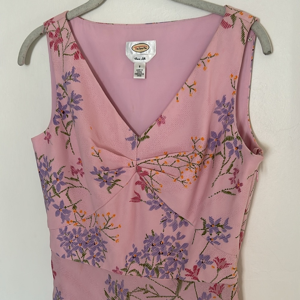 NWOT Talbots Pure Silk Fit & Flare Pink Floral Dress - Picture 2 of 6